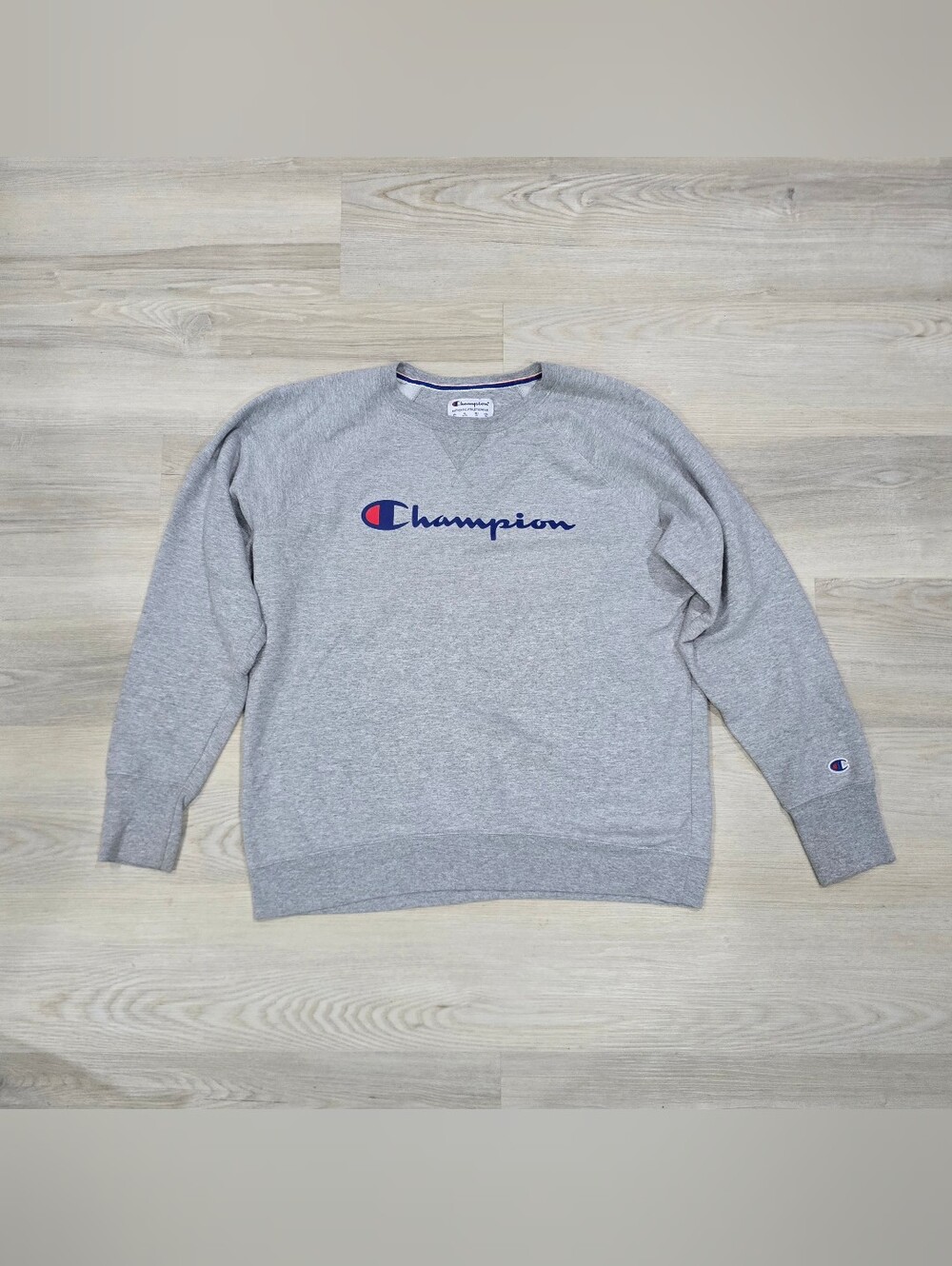 Champion Womens Grey Crewneck Sweatshirt with Script Logo Size XL